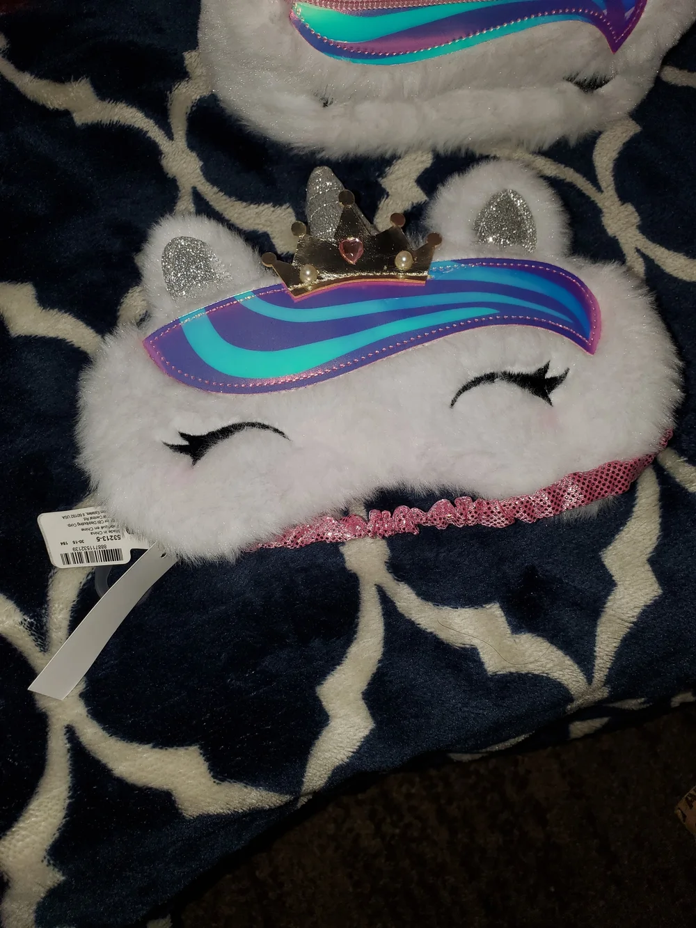 Unicorn Plush Kids Assessories Case and Eye Mask Set - Pink White